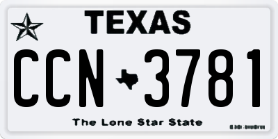 TX license plate CCN3781