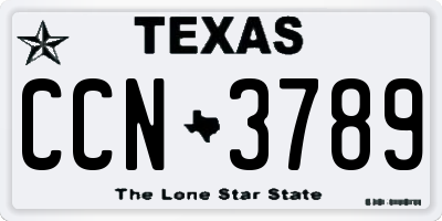 TX license plate CCN3789