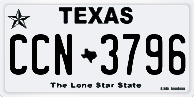 TX license plate CCN3796