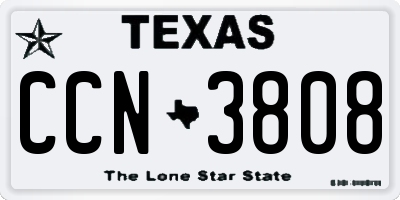 TX license plate CCN3808