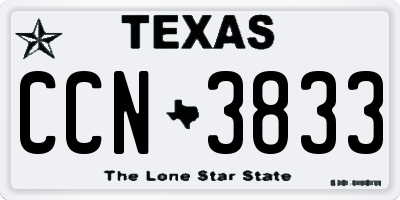 TX license plate CCN3833