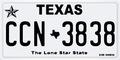 TX license plate CCN3838