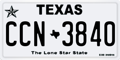 TX license plate CCN3840