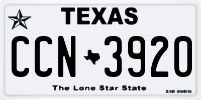 TX license plate CCN3920