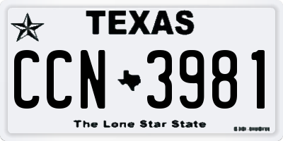 TX license plate CCN3981