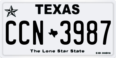 TX license plate CCN3987