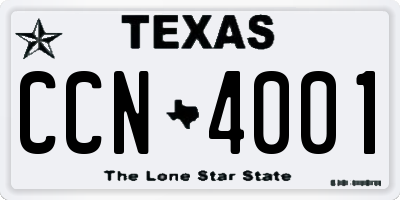 TX license plate CCN4001