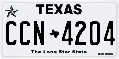 TX license plate CCN4204