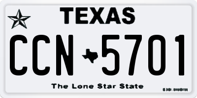 TX license plate CCN5701