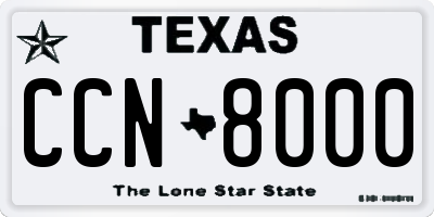 TX license plate CCN8000