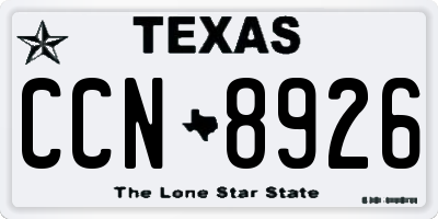 TX license plate CCN8926