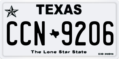 TX license plate CCN9206