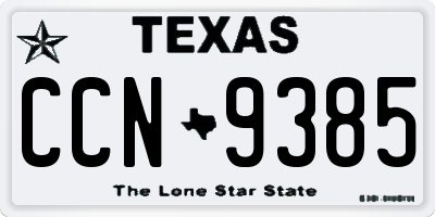 TX license plate CCN9385
