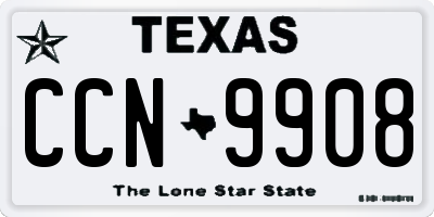 TX license plate CCN9908