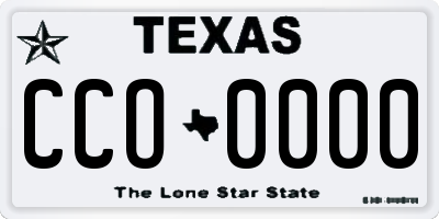 TX license plate CCO0000