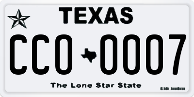 TX license plate CCO0007