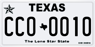 TX license plate CCO0010