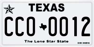 TX license plate CCO0012