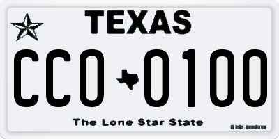 TX license plate CCO0100