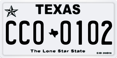 TX license plate CCO0102