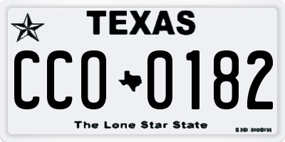 TX license plate CCO0182