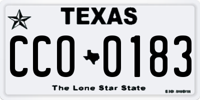 TX license plate CCO0183