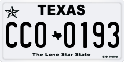 TX license plate CCO0193