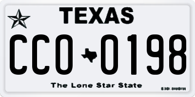TX license plate CCO0198
