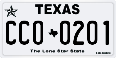 TX license plate CCO0201