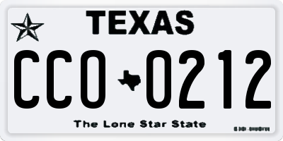 TX license plate CCO0212
