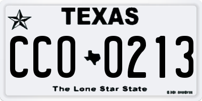 TX license plate CCO0213
