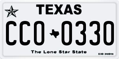 TX license plate CCO0330