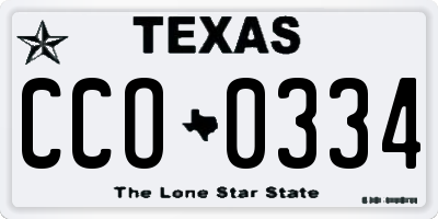 TX license plate CCO0334