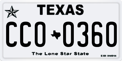 TX license plate CCO0360