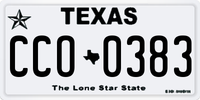 TX license plate CCO0383