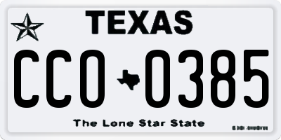 TX license plate CCO0385