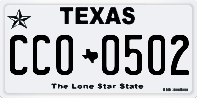 TX license plate CCO0502