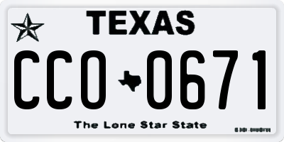 TX license plate CCO0671