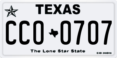 TX license plate CCO0707