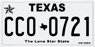 TX license plate CCO0721