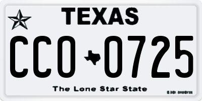 TX license plate CCO0725