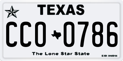 TX license plate CCO0786