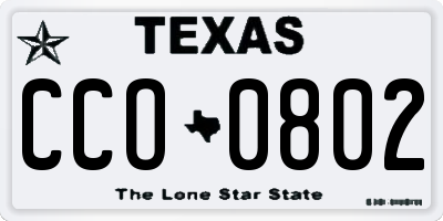TX license plate CCO0802