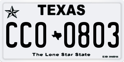 TX license plate CCO0803