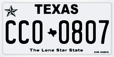 TX license plate CCO0807