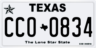 TX license plate CCO0834