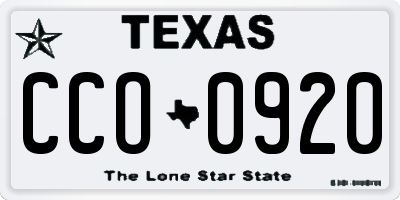 TX license plate CCO0920