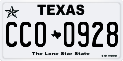 TX license plate CCO0928