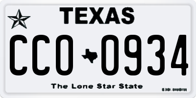 TX license plate CCO0934