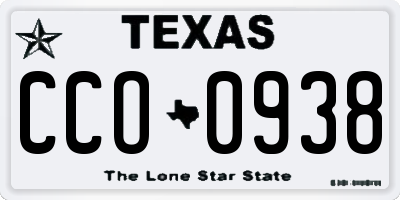 TX license plate CCO0938